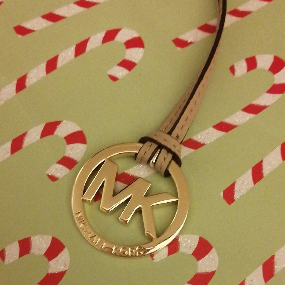 Michael Kors Gold and Tan Logo Keychain/ Purse Charm